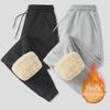 Men's Winter Cuffed Lamb Fleece Sports Pants, Thick Loose Fit, Plus Size Casual Long Pants