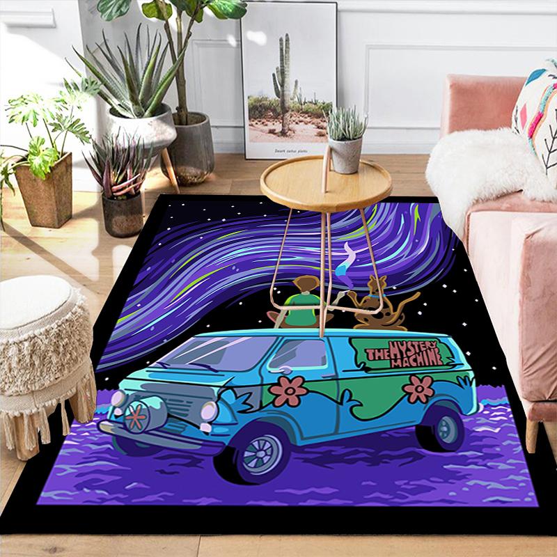 1Pc Mystery Machine Adventure Rug, Office Carpet Indoor Outdoor Doormat, Non-Slip, Comfortable, Living, Christmas Halloween, Xmas Gift L1563