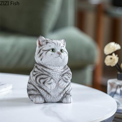 Милая статуэтка кошки, украшения из смолы, украшение для рабочего стола в спальне, имитация животных, современное домашнее украшение, искусство