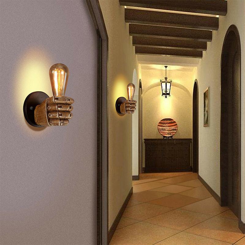 Креативный ретро E27 светодиодный настенный светильник в форме кулака из античной смолы в европейском стиле для бара, ресторана, кафе, декоративный настенный светильник для левой и правой руки