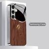 2D чехол для телефона с текстурой дерева и узором Золотого Дракона для Samsung S26 S25 S24 S23 S22 S21 S20 A56 A36 A16 - Стеклянная защитная крышка