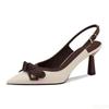Elegant Bow Thin Heel Pointed Toe Shallow Mouth Single Shoe Color Blocked Simple Casual Fashionable Women's Shoes