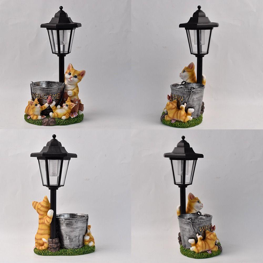Hand-Painted Resin Outdoor Figurine Light Solar Landscape Decor Light  Lawn Ornament
