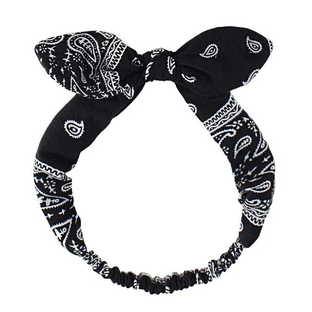 Boho Bow Headbands for Women Vintage Paisley Bandana Flower Printed Hairband Elastic Rabbit Ear Head Wrap Cashew Print Bandage Cute Hair Accessories