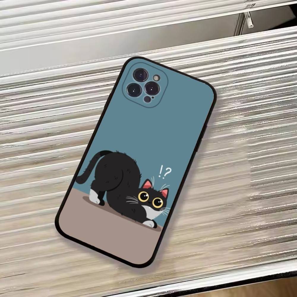 Кошачьи мемы F-Смешной милый чехол для телефона для iPhone 17, 16, 15, 14, 13, 12, 11 Plus, Pro Max, Другие Мягкий черный чехол