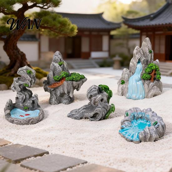 Feng Shui Stone Figurine 2 Pcs Miniature Statue Resin Fake Rock Models for Diorama Multi-scene Landscaping Accessory Supplies Micro Train Landscape