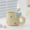 Жаропрочные керамические кружки с бантом, чашка для напитков, милые кофейные чашки для дома