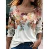 Spring and Autumn Round Neck Flower Pattern 3D Printed Top Fashionable Casual Long Sleeved Women's T-shirts