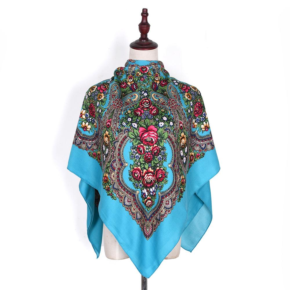 110*110 см русский квадратный шарф женский роскошный цветочный принт бандана шаль