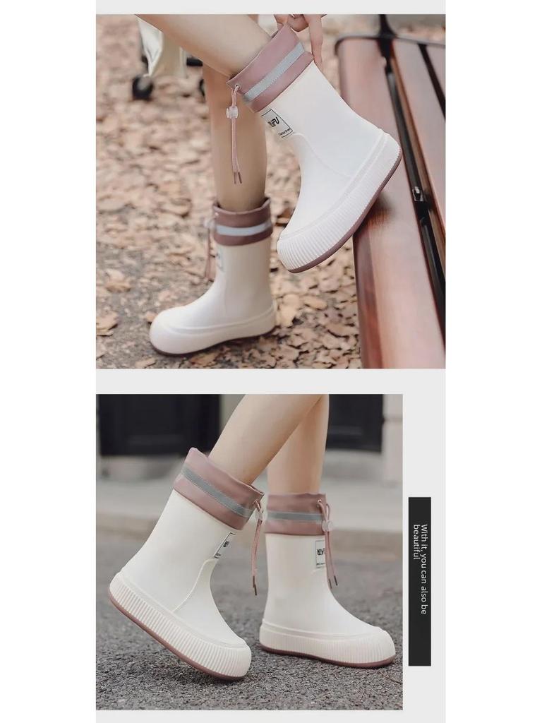 Модные женские водонепроницаемые резиновые сапоги 2024 года — нескользящие, удобные и прочные для кемпинга