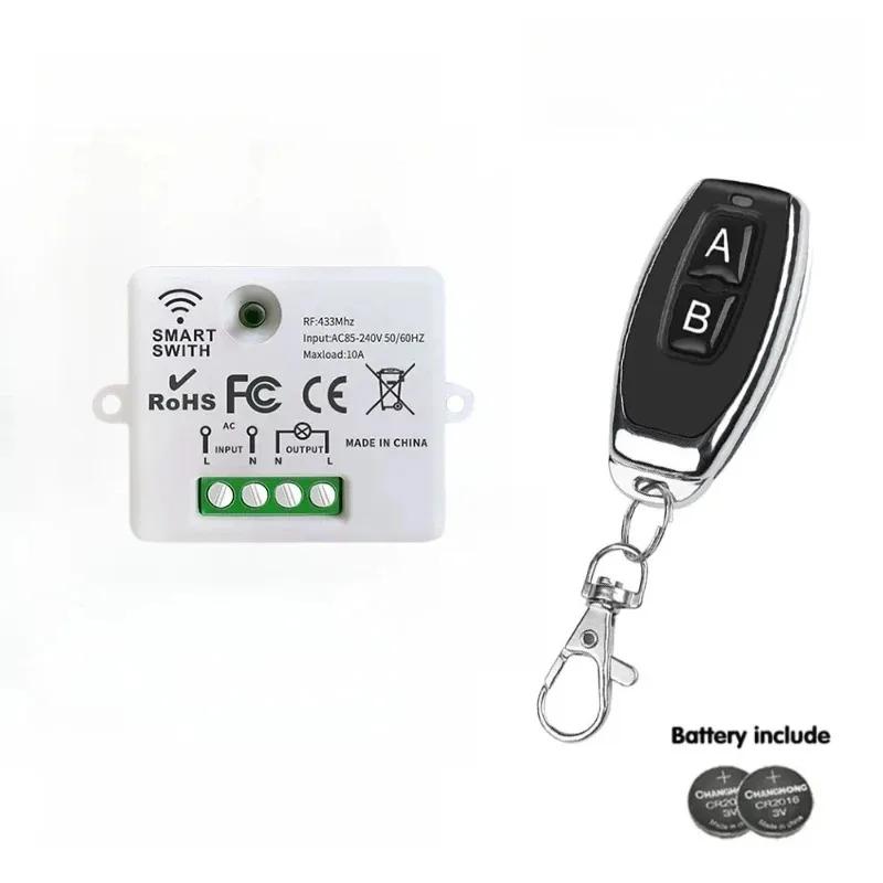 433 МГц AC 110V 220V Беспроводной RF Пульт Дистанционного Управления Переключатель 1-канальный Релейный Приемник С Кнопками ВКЛ ВЫКЛ Передатчик Для Светодиодной Лампочки DIY Управление