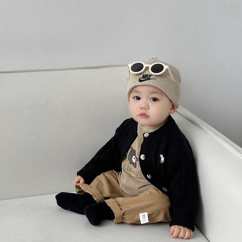 Стильный вязаный кардиган с вышивкой для мальчиков - Повседневный свитерный комплект для малышей на весну и осень