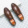 Britain Retro Men's Pointed Alligator Pattern Flats Business Leather Shoes Male Casual Loafers Formal Dress Footwear