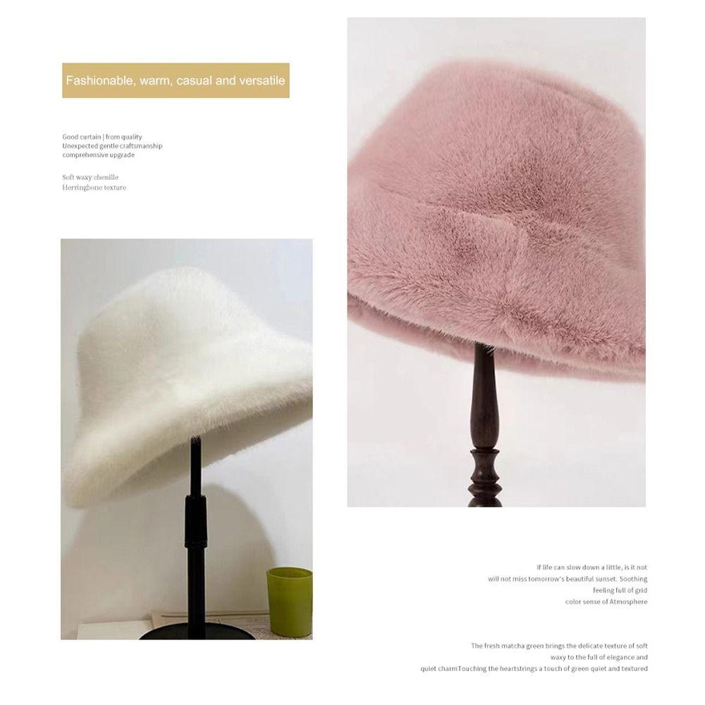 Furry Winter Furry Hat Oversize Plush Hat Cute Fisherman's Hat Winter