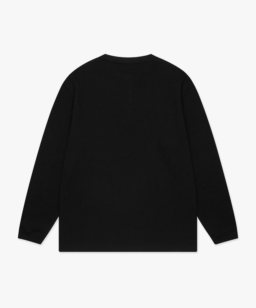 LMC Henley Neck Waffle Long Slv Tee Black