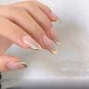 24pcs/Box Full Cover Press On Nails Cusp Circle French Style Nails Fashion Almond Nail  Women