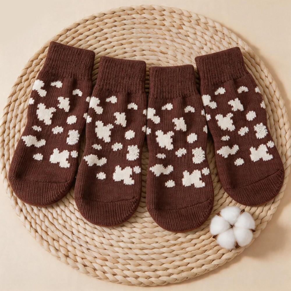 4PCS Wear Resistant Dog Anti-slip Socks Elastic Pet Floor Socks Pet Footwear for Dogs Cats