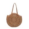 Round Straw Shoulder Bags Women Summer Rattan Bag Handmade Woven Beach Hollow Knitted Bag