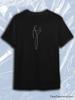 TeeSensation Black Crew Neck Short Sleeve T-Shirt with Minimalist White Line Art Couple Drawing
