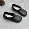 Johnature Vintage Handmade Genuine Leather Flats Shoes Comfortable Soft Sole Solid Color Slip-on Shoes