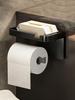 1pc No-drill Adhesive Wall Mounted Toilet Paper Holder With Storage Shelf