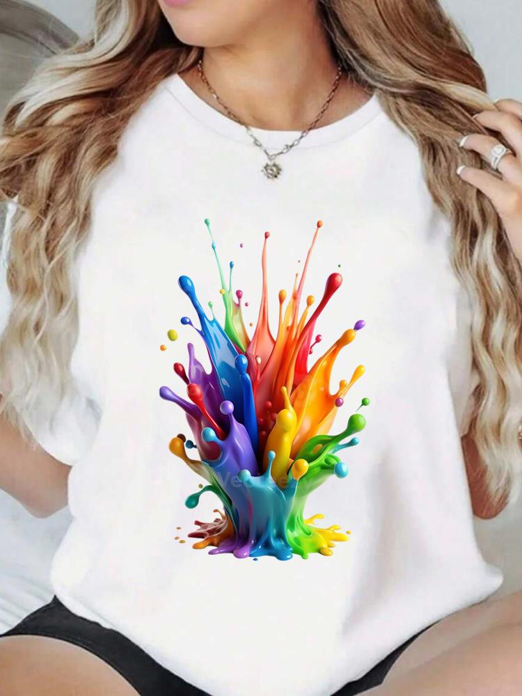 (Азиатский размер) Печать Модный Женский Топ Футболка Одежда для Женщин Футболка сладкий стиль бабочки тренд Женская Футболка с Коротким Рукавом с Графикой