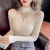 Women's Slim-Fit Patchwork High Neck Knitted Sweater - Casual & Versatile for Spring and Autumn