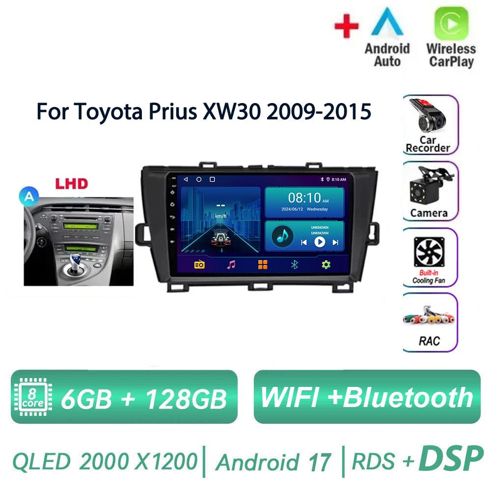 Autoradio multimédia 2 DIN pour Toyota Prius XW30 2009-2015, Android 17, lecteur vidéo, navigation, stéréo, CarPlay, DSP, GPS, unité principale