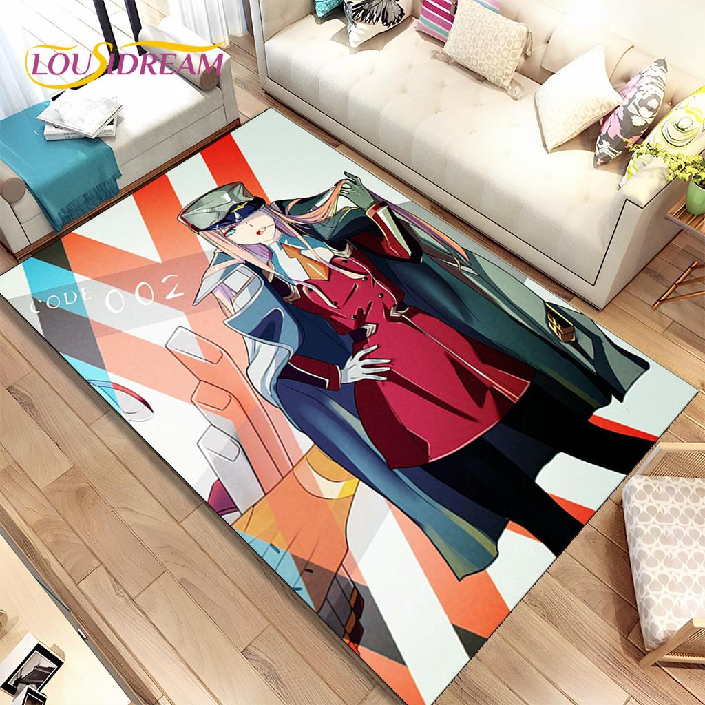 Аниме Zero Two DARLING In The FRANXX Коврик, Коврик для гостиной, спальни, дивана, коврик для двери, детский нескользящий напольный коврик