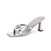 Summer Women's Sandals 2025 Luxury Diamond Open Toe Women's High Heel Slippers Outdoor Slippers High Heels Pumps