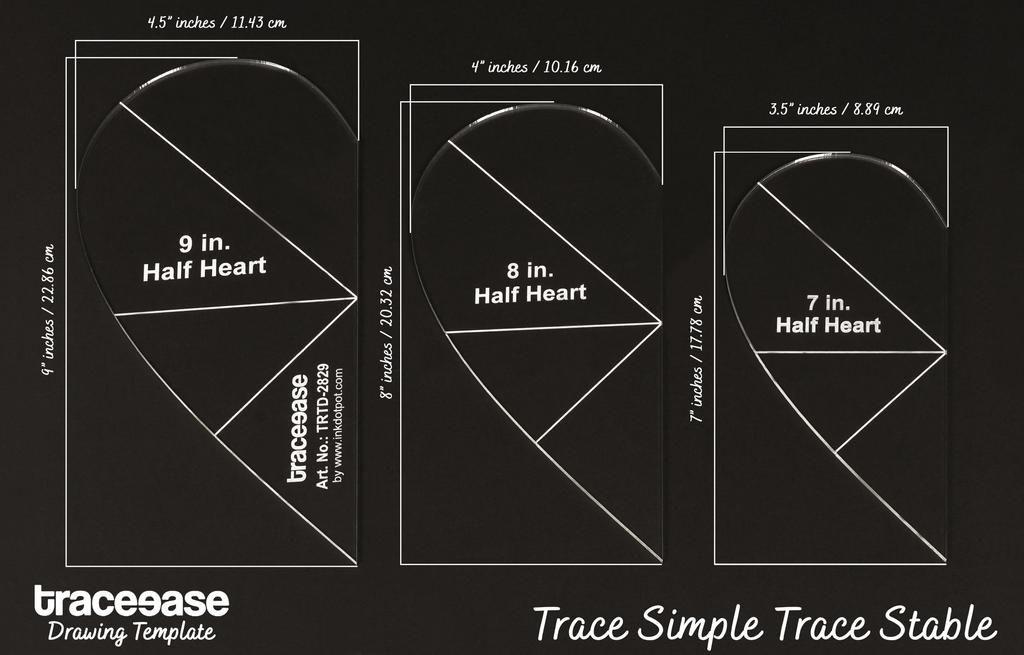Traceease 3 шт. шаблон для лоскутных аппликаций в форме полусердца 7 дюймов 8 дюймов 9 дюймов DIY швейные шаблоны для лоскутного шитья для квилтинга - толщина 1 8 дюймов