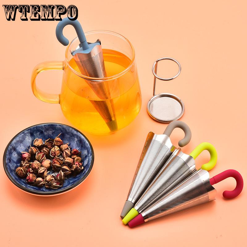 WTEMPO 2 шт. Креативные ситечки для чая в форме зонтика Силиконовый фильтр для чая из нержавеющей стали Бытовой фильтр для чая