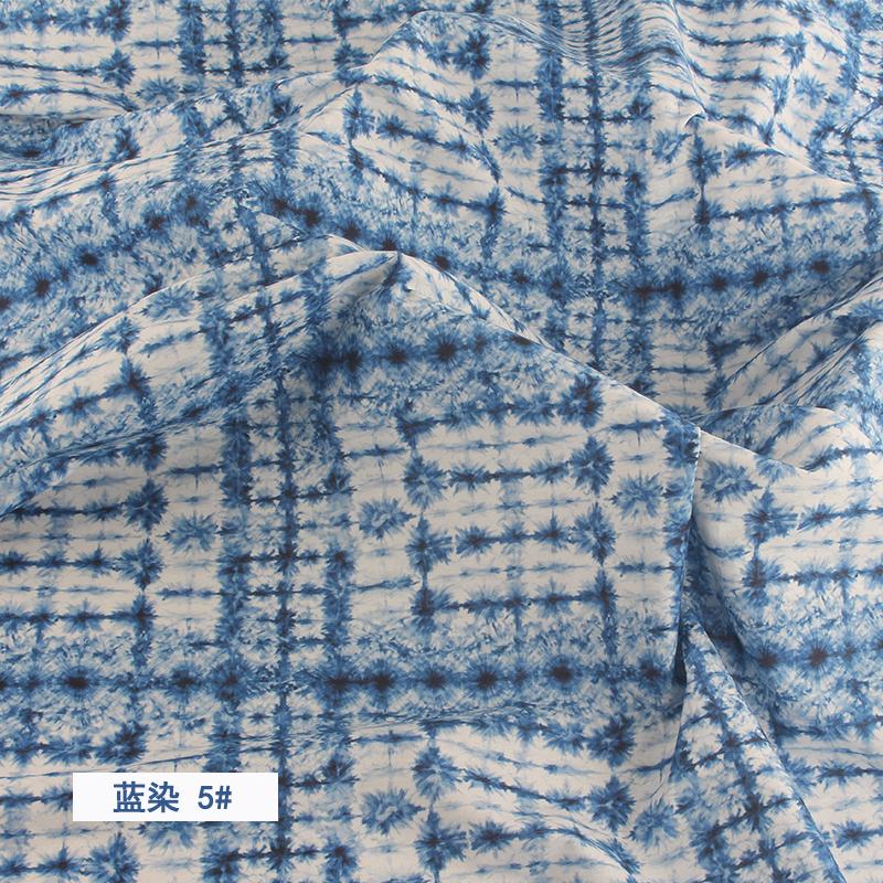 Имитация тай-дай синий краситель Цветочный принт Хлопковый поплин Тонкая ткань для DIY Детская одежда Ручная работа Аксессуары хлопковая ткань