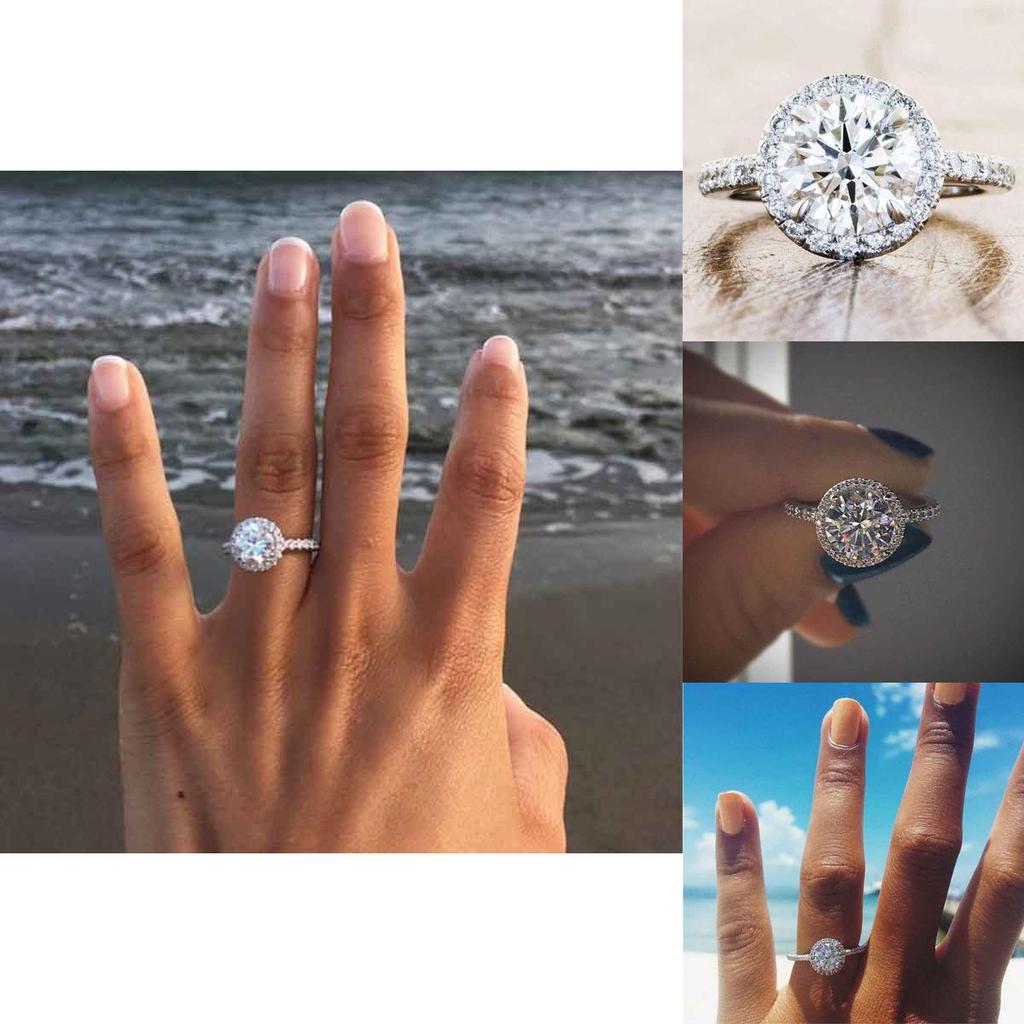 Ослепительное белое роскошное кольцо с полным покрытием из стразов и микро-вставками с серебряным покрытием