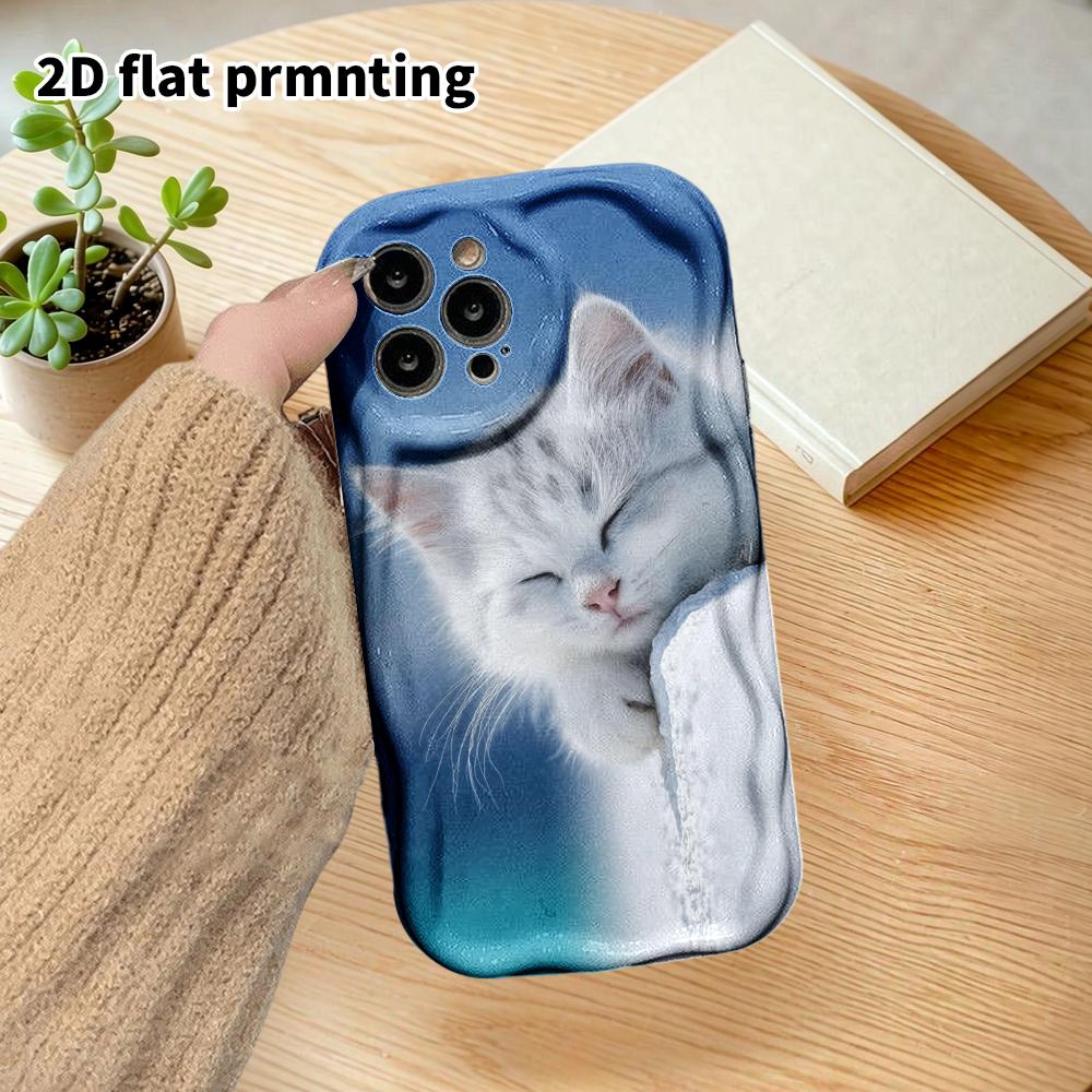 Чехол для телефона: 2D плоский дизайн, подходящий для iPhone 18, 17, 16, 15, 14, 13 Pro, защитный чехол-пленка, стиль для пары, градиентный котенок, Рождество и Хэллоуин