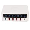 6 Port USB Charging Station 100W Wireless Smart Fast Charging Multi Port USB Hub Charger with LED