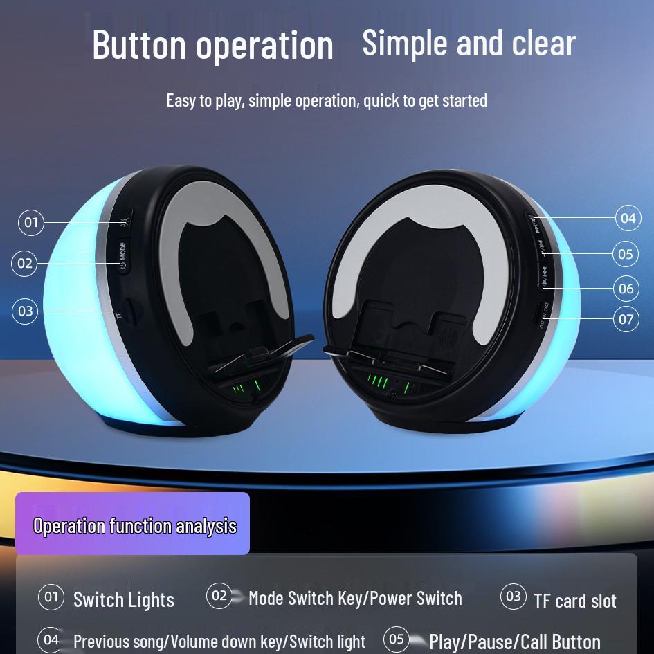 Многофункциональная беспроводная Bluetooth-колонка с индукцией, ночником и слотом для карт