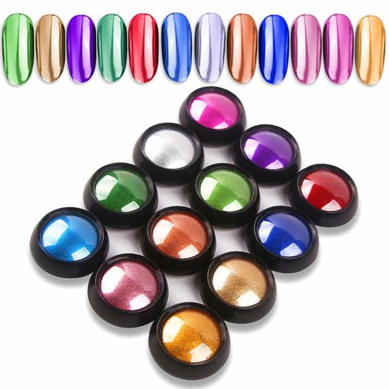 12 Colors Super Thin Mirror Effect Nail Art Chrome Powder Holographic Decoration