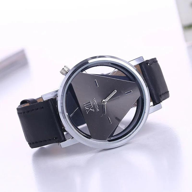 New Design Fashion Ladies Watches Elegant Hollow Triangle Watch Women Thin Leather Strap Quartz Watch Gifts Relogio Feminino