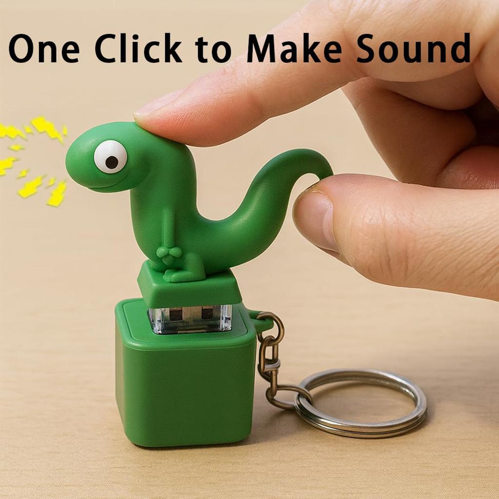 Lizard Button Keychain, Sound Button, Funny Rechargeable Animal Keychain With Colorful Lights, Fun Portable Anxiety Relief Toy