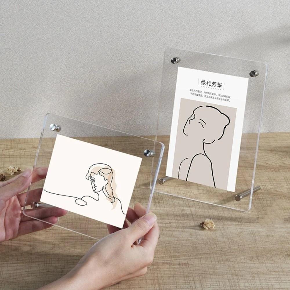 Акриловая фоторамка в скандинавском стиле Горизонтальная подставка для фотокарточек Стенд для постеров Офис