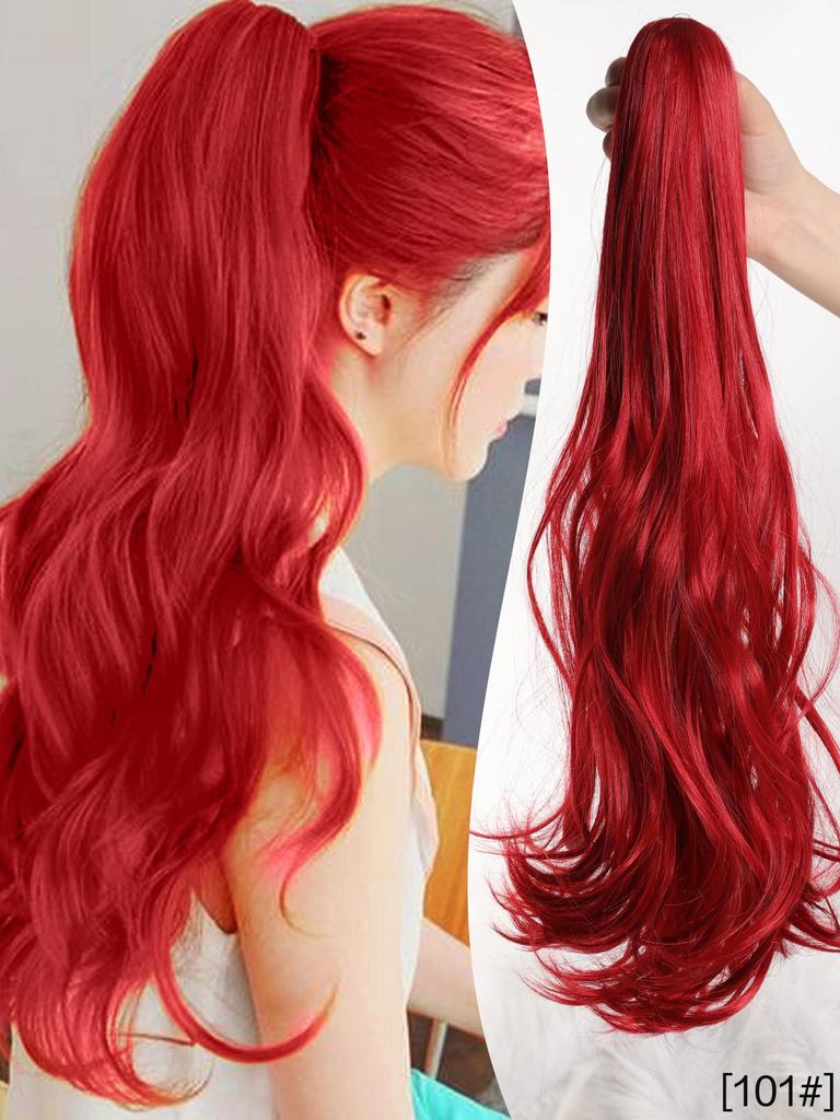 18-дюймовый черный красный блондин коричневый конский хвост наращивание коготь вьющиеся волнистые клипсы накладные волосы конский хвост наращивание волос длинный конский хвост синтетический для женщин