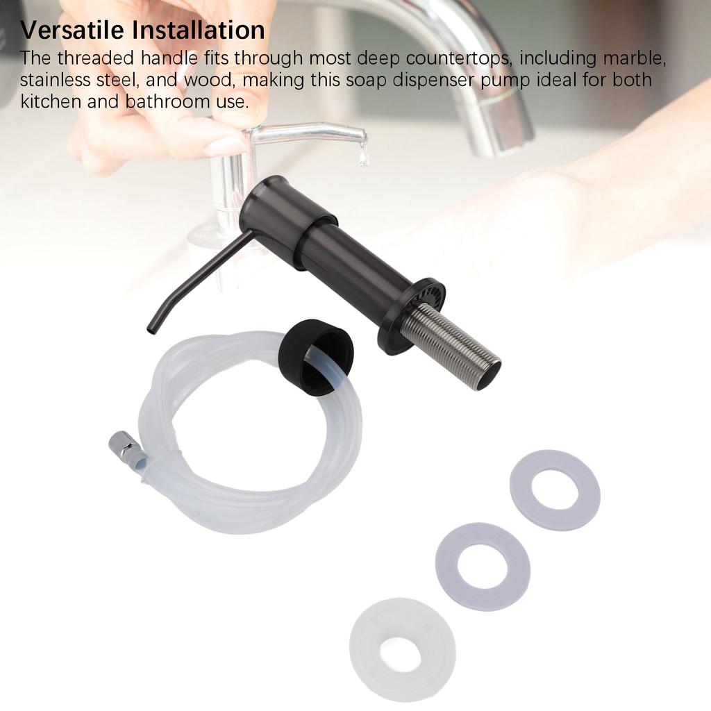 Дозатор для мыла для кухонной мойки из нержавеющей стали 304, настольный дозатор для моющего средства с помпой и удлинительной трубкой, серый.