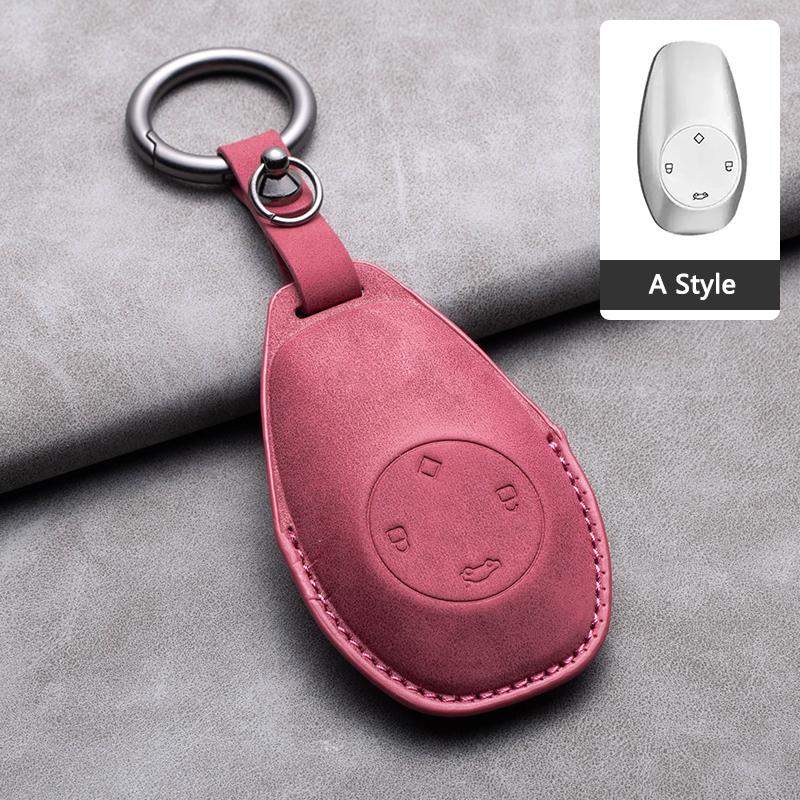 Suede Leather Car Smart Key Fob Case For Leapmotor T03 S01 C11 C01 Type Key Cover Shell Holder Keychain Car Styling Accessories