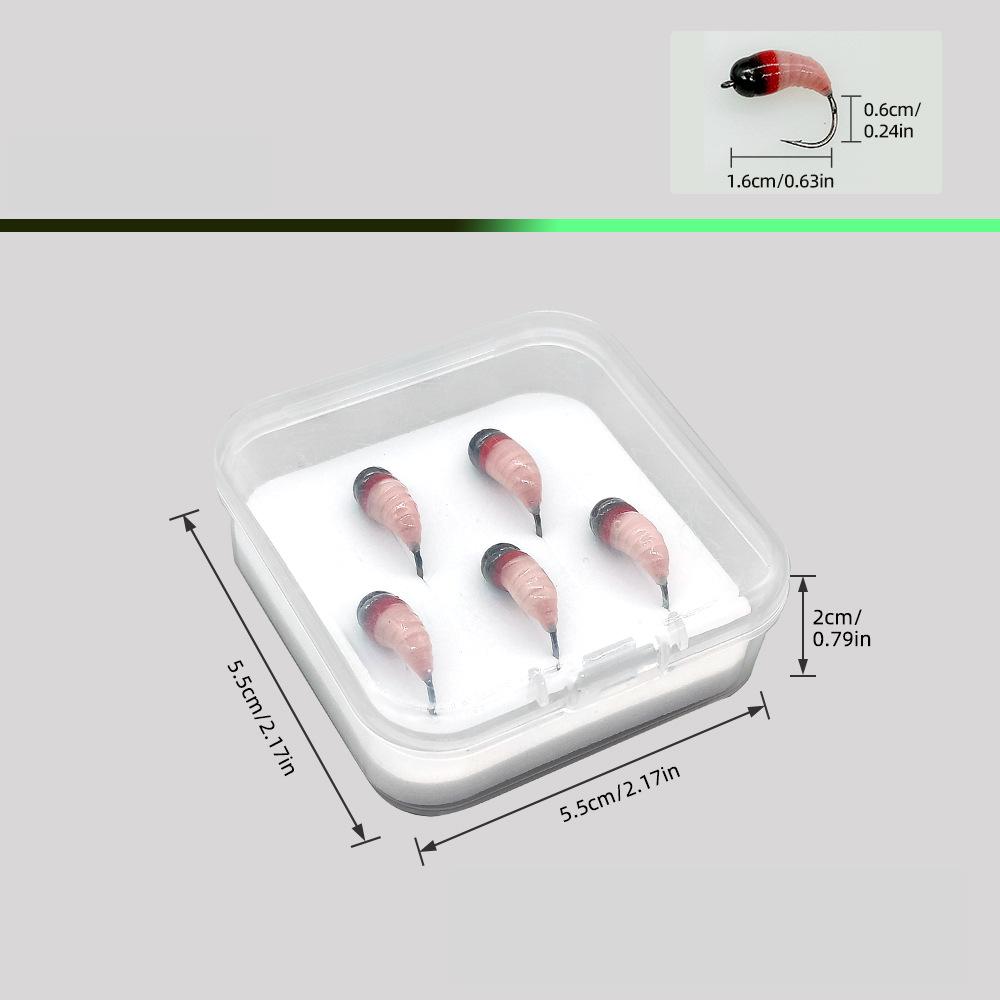 1.1g Luminous Sinking Nymph Weighted Copper Head Ice Fishing Jigs Larvae Bait Ice Fly for Panfish Perch Winter Fishing Tackle