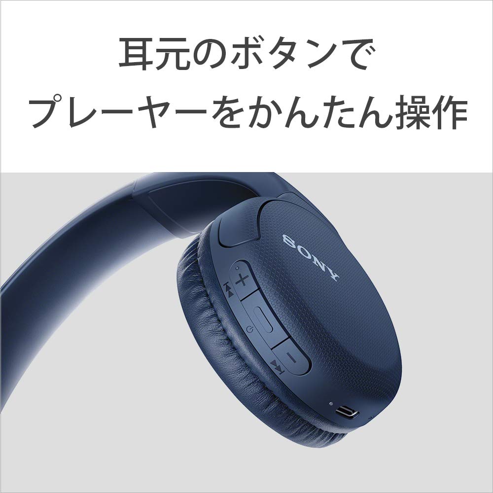 Sony Беспроводные наушники Bluetooth совместимы с AAC до 35 часов непрерывного воспроизведения модель 2019 года с микрофоном синий L WH-CH510 / / / / / WH-CH510