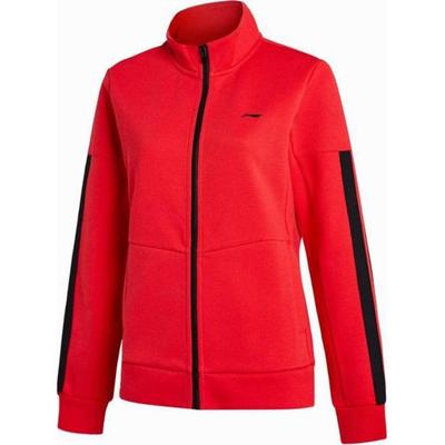 Li Ning Повседневная однотонная куртка с длинным рукавом и воротником-стойкой Женские куртки Cherry-Blossom-Red AWDP888-1