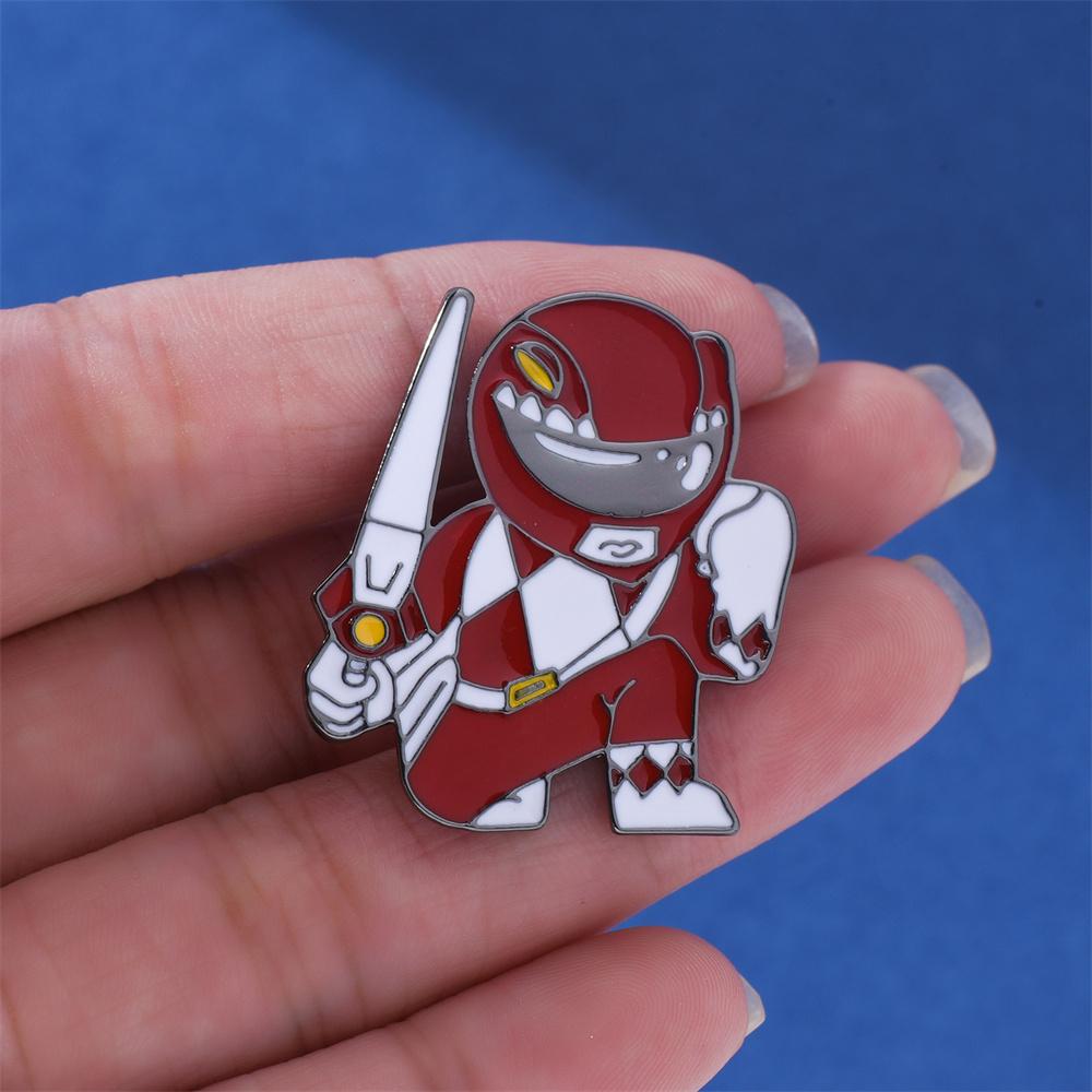 Набор эмалированных значков Power Dinosaur Rangers Цветной боевой костюм Боевой шлем Значок на лацкан Классическая аниме-коллекция ювелирных изделий