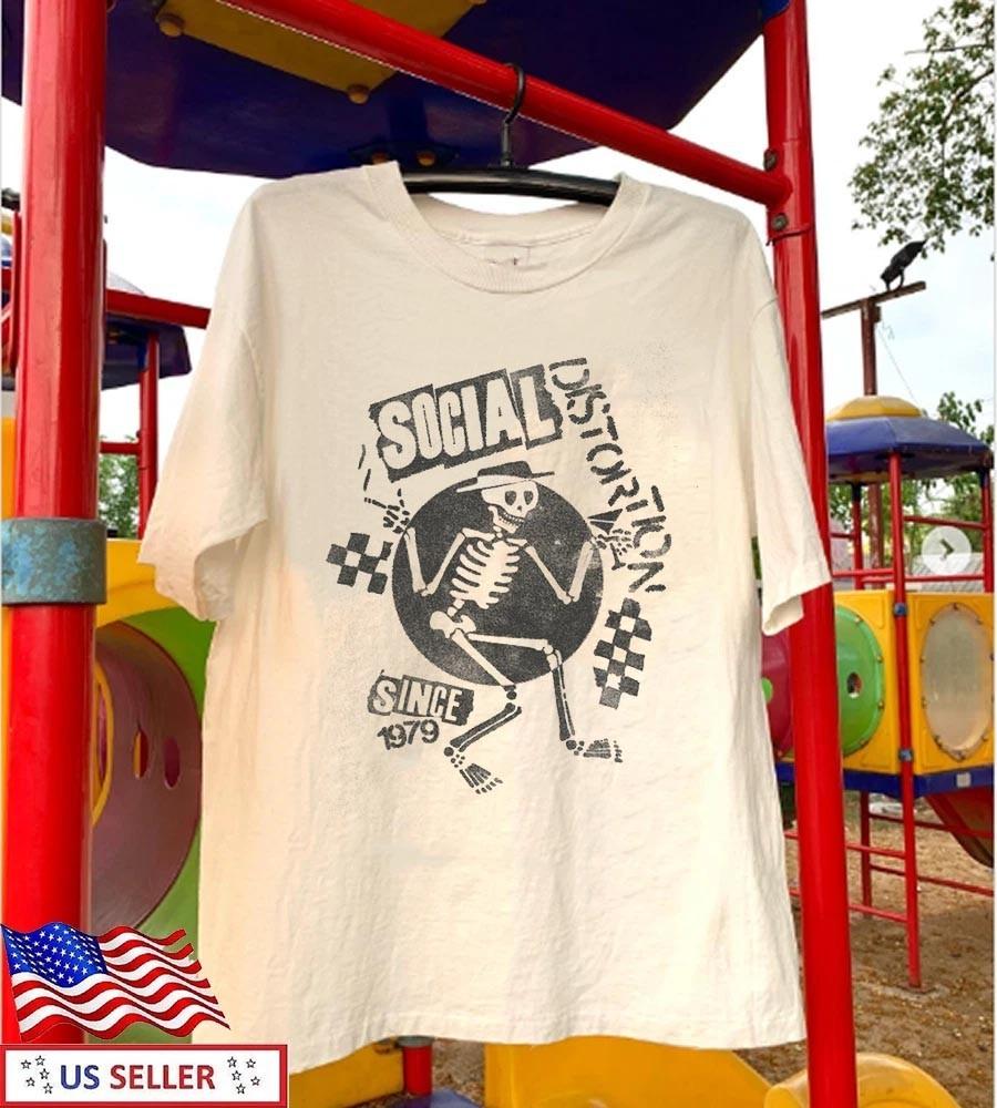 Футболка Social Distortion Speakeasy в клетку с рисунком скелета S-5XL Унисекс