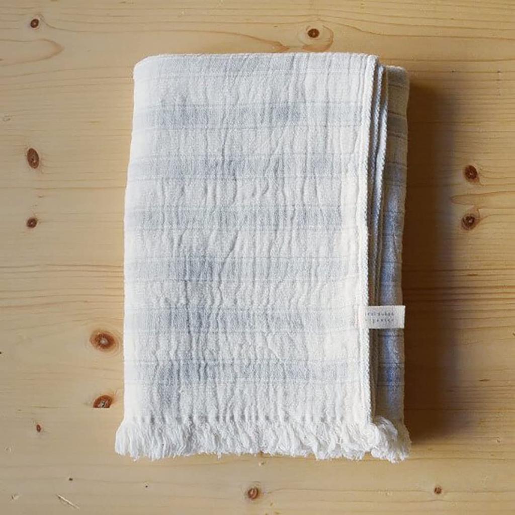 Tenimuho Baby Slub Gauze Bath Towel Bib Set & (Gray)